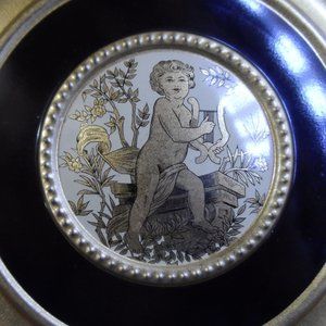 Vintage Guildcraft Double Sided Golden Cherub Angel Tin